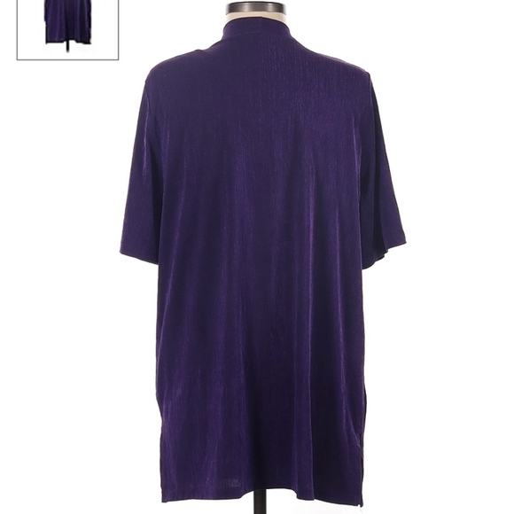 Vintage C.O.C. Long Purple Duster Short Sleeve Cardigan Women's Medium M Kimono - Picture 2 of 6